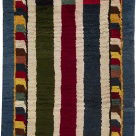 Moroccan Vintage Geometric Ivory Hand-Knotted Wool Rug BB6333