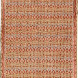 Moroccan Vintage Geometric Warm Tan Hand-Knotted Wool Rug BB5404