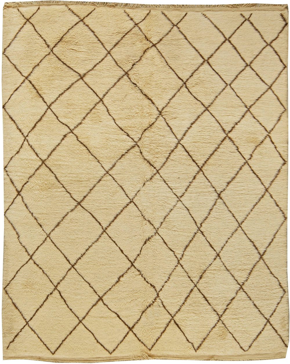 Vintage Tribal Moroccan Natural Wool Rug with Classic Diamond Design BB5964