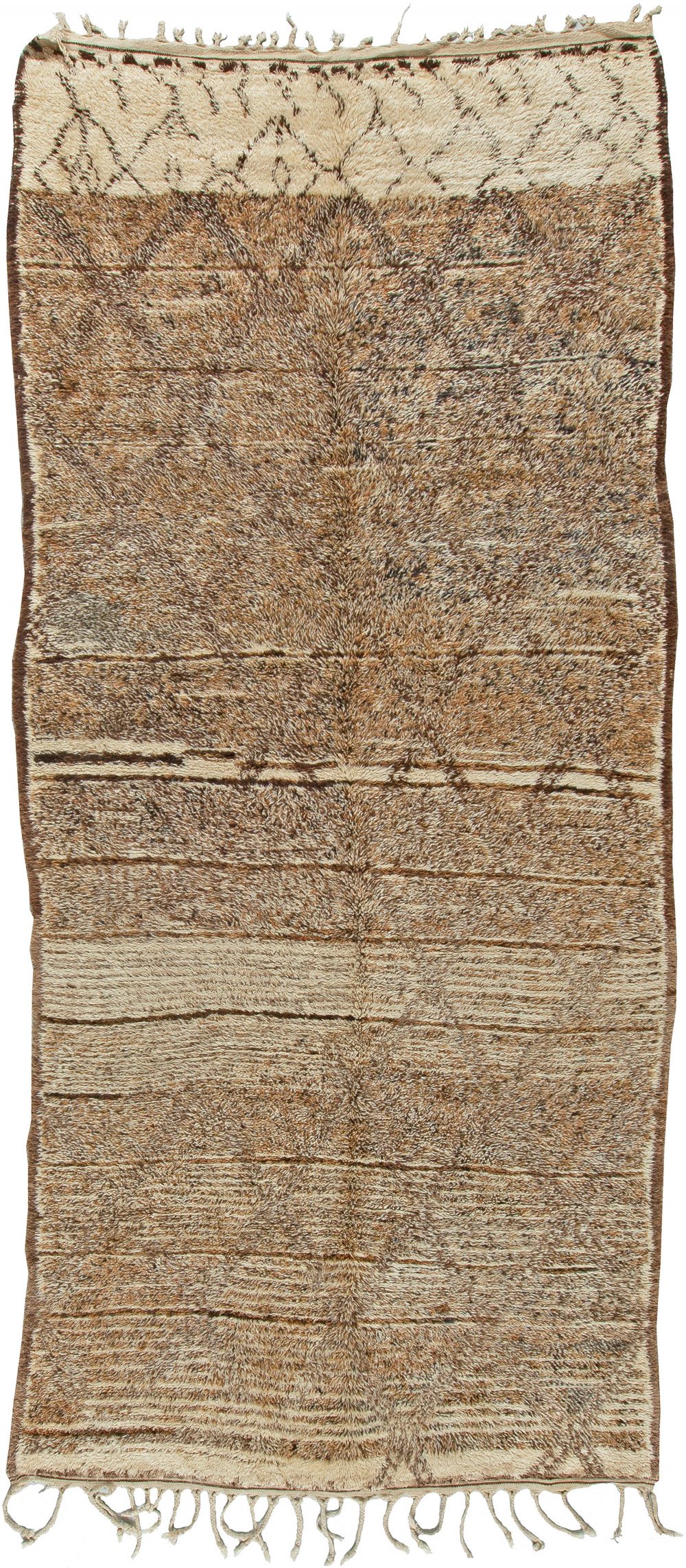 Vintage Tribal Hand-knotted Natural Wool Moroccan Area Rug BB5486
