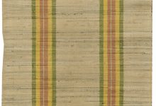 Vintage <mark class='searchwp-highlight'>Rag</mark> Beige, Yellow and Green Striped Handwoven Wool Rug BB6163