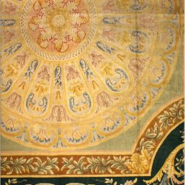 Vintage Spanish Floral Oversized Yellow Hand-Knotted Wool Rug BB2701