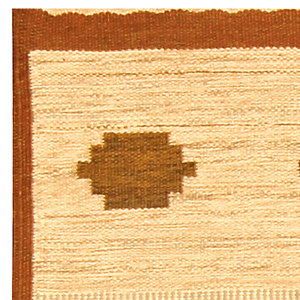 Mid-Century Cream and Brown Swedish Wool Rug by Aina Kånge BB4800