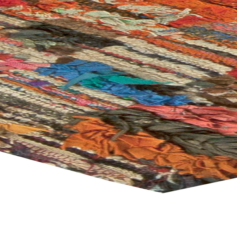 Multicolored Vintage Tribal Design Handmade Wool Moroccan Rug BB5903