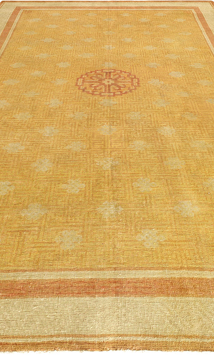 Early 20th Century Samarkand (Khotan) Yellow Handmade Wool Rug BB4752