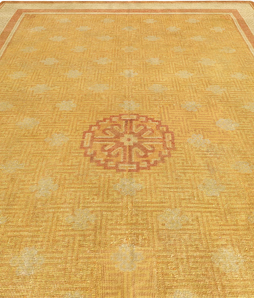 Early 20th Century Samarkand (Khotan) Yellow Handmade Wool Rug BB4752