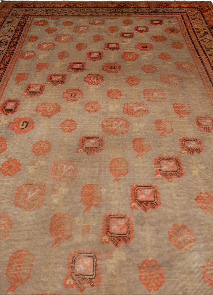 Vintage Samarkand (Khotan) Red Handwoven Wool Rug BB4873
