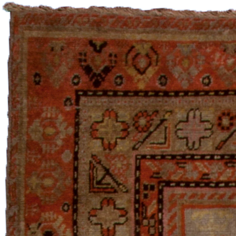 Vintage Samarkand (Khotan) Red Handwoven Wool Rug BB4873