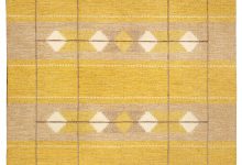 Mid-20th century Swedish Yellow Flat-Weave Wool Rug BB4841