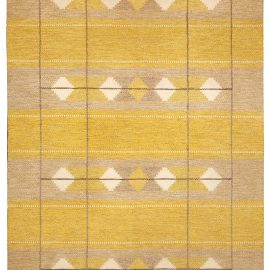 Vintage Swedish Geometric Light Beige Flatweave Wool Rug BB4841