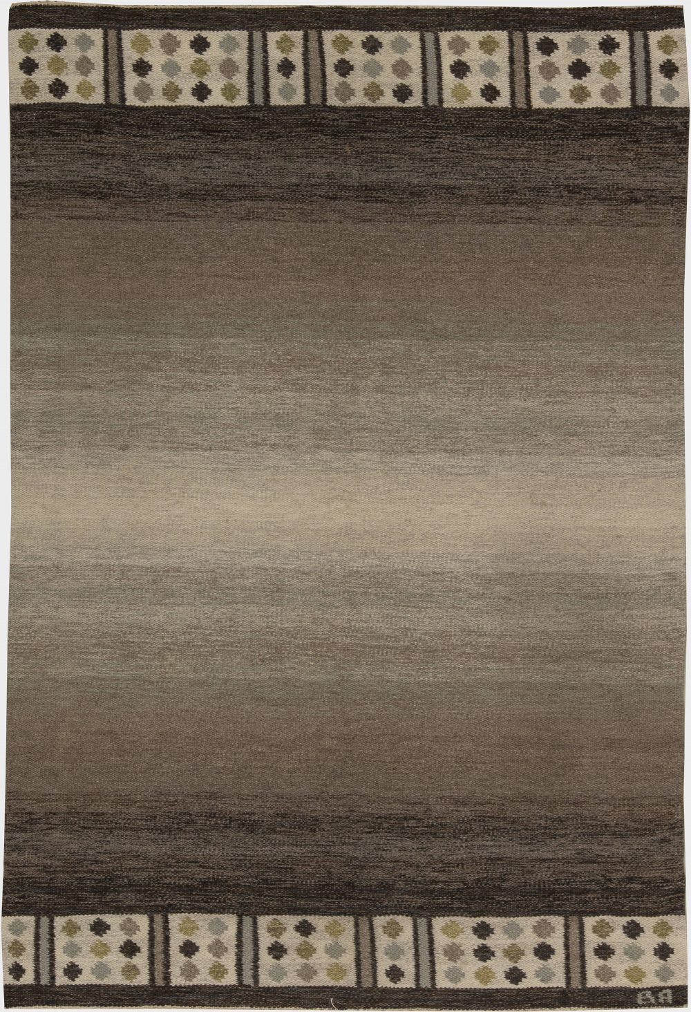 Hand-woven Ombre Mid-Century Swedish Rug. Woven initials to edge “BA” BB6232