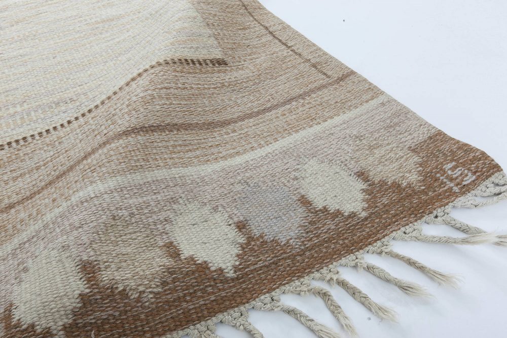 Vintage Swedish Caramel Rug by Ingegerd Silow, Woven Signature to Edge “IS” BB6314