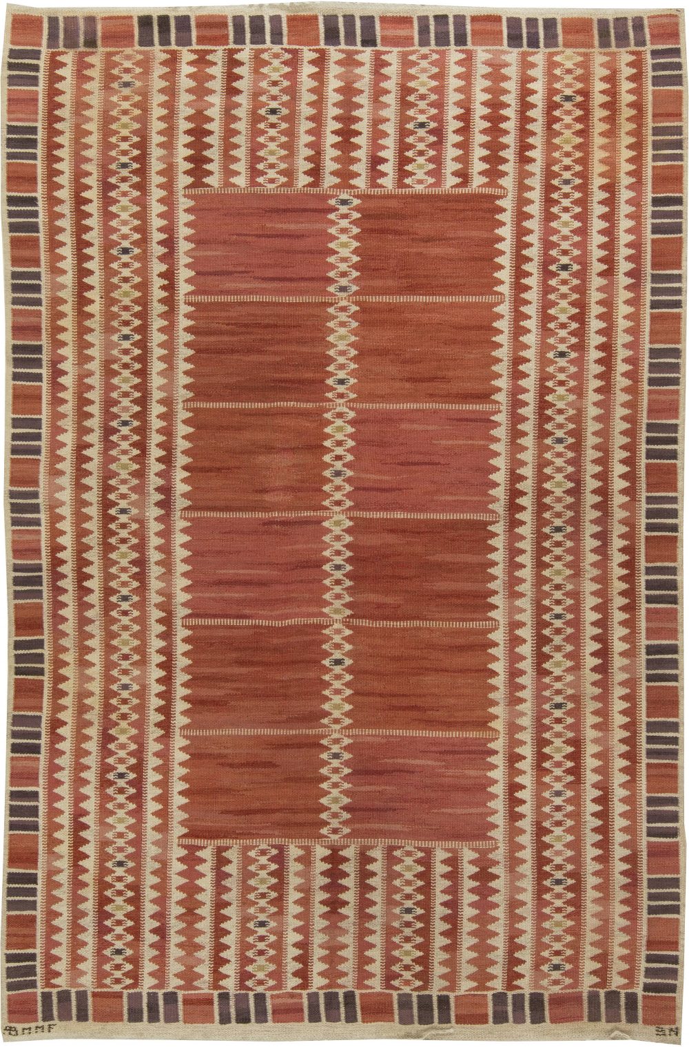 Vintage Swedish Salerno Red  flatweave carpet by Barbro Nilsson BB6438