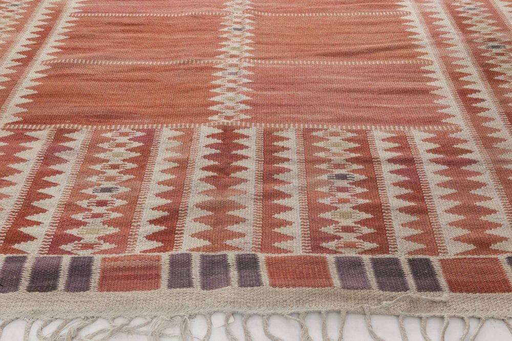 Vintage Swedish Salerno Red  flatweave carpet by Barbro Nilsson BB6438