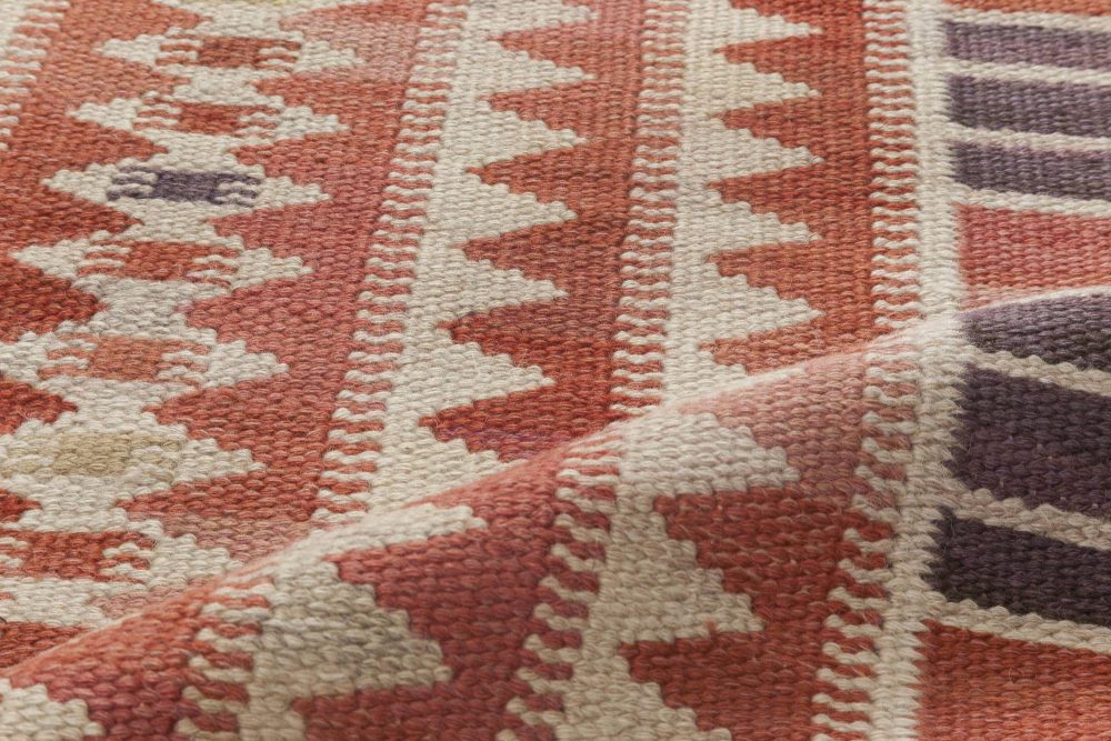 Vintage Swedish Salerno Red  flatweave carpet by Barbro Nilsson BB6438