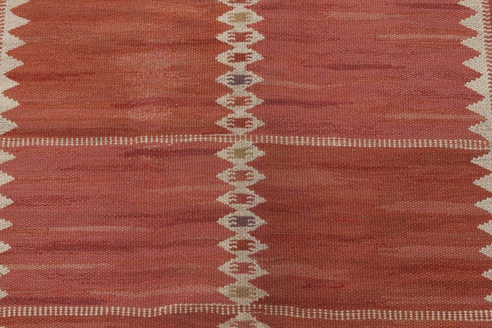 Vintage Swedish Salerno Red  flatweave carpet by Barbro Nilsson BB6438