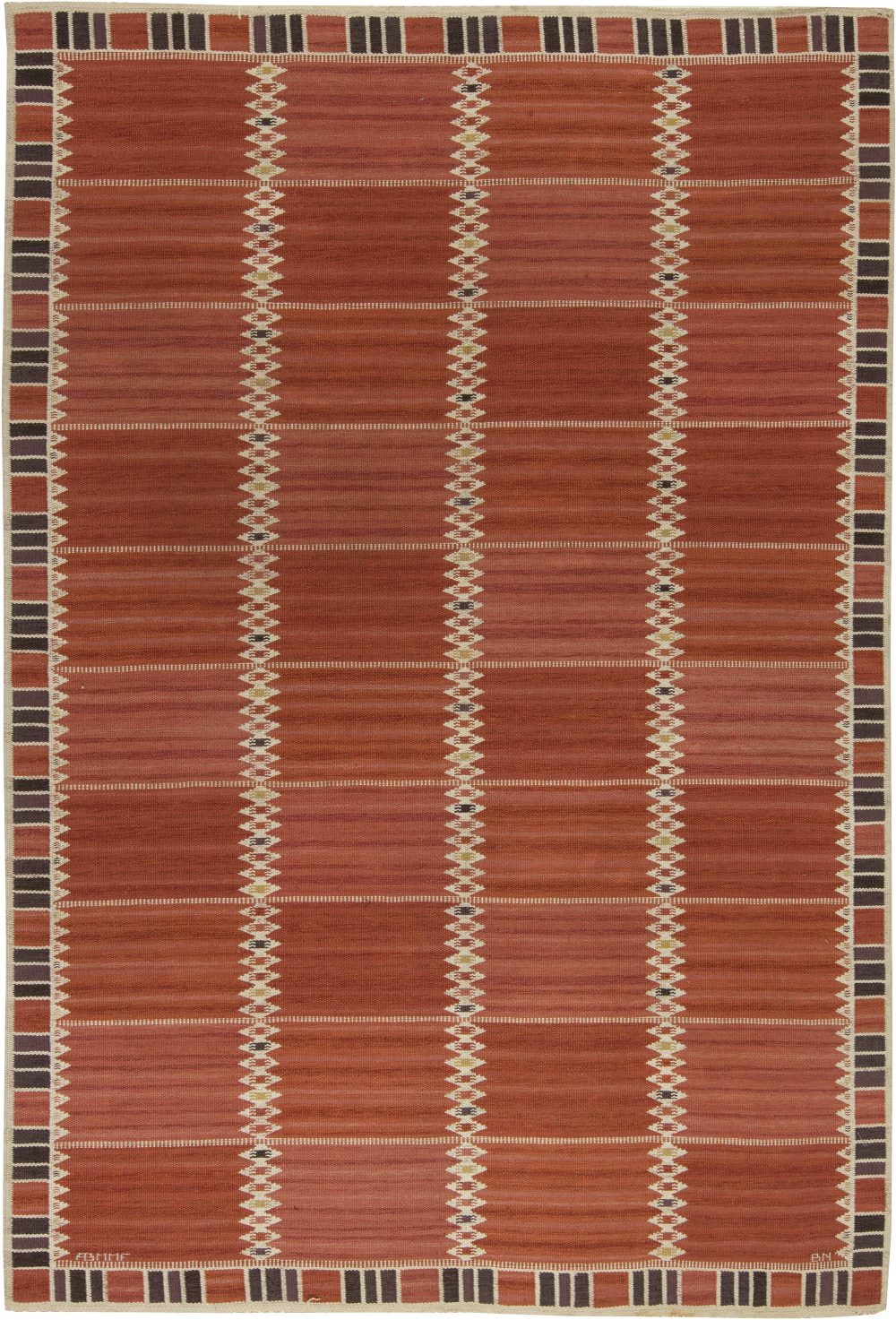 Vintage Swedish Salerno Red  flatweave carpet by Barbro Nilsson BB6423
