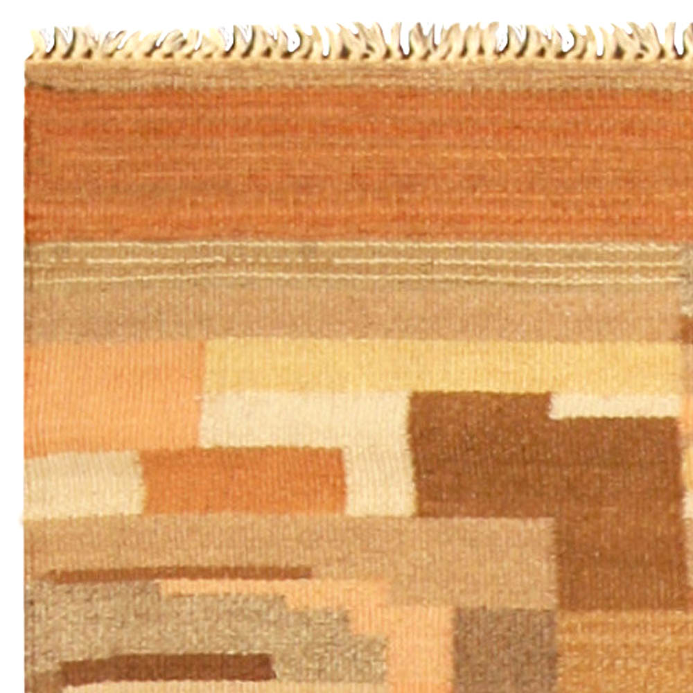 Mid-20th Century Swedish Orange Handmade Wool Rug BB4759