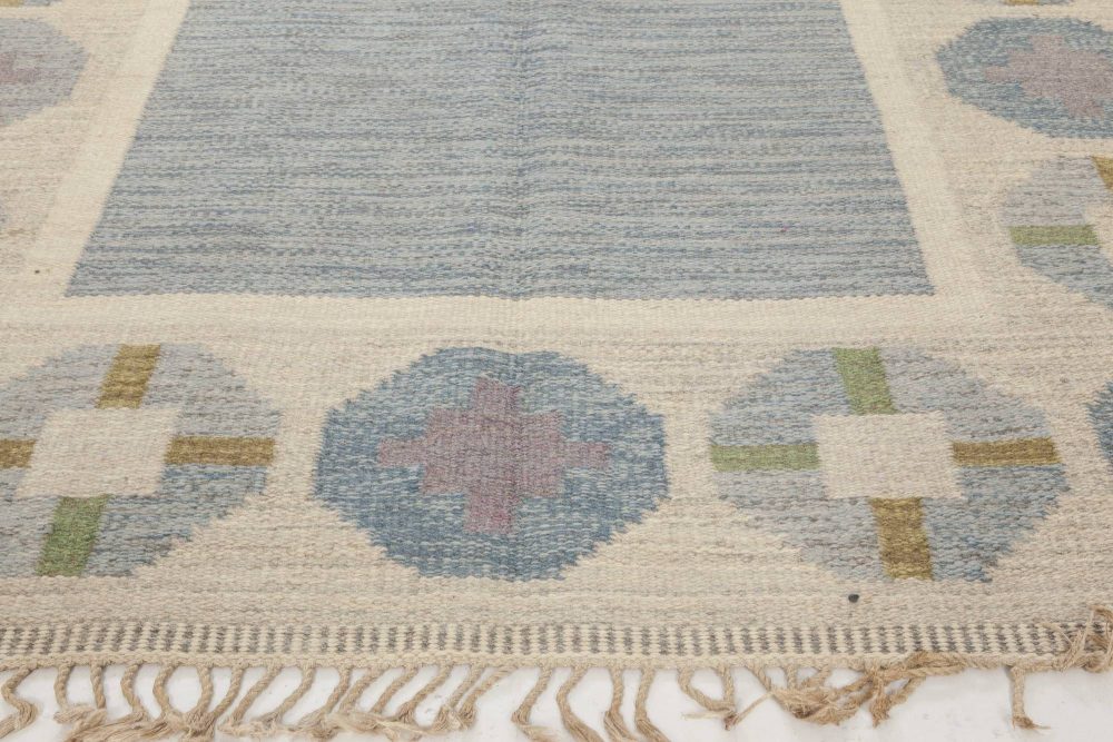 Mid-20th Century Geometric Blue, Green, Grey Rug by Birgitta Solderkvist “Bs” BB6559