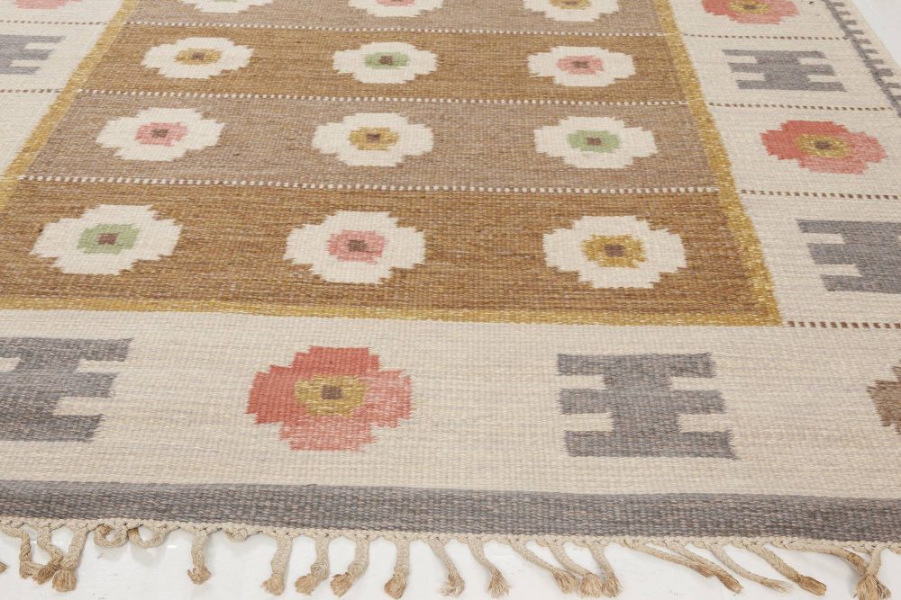 Mid-20th Century Swedish Flatweave Wool Rug by Alice Wallebäck (AW) BB6560