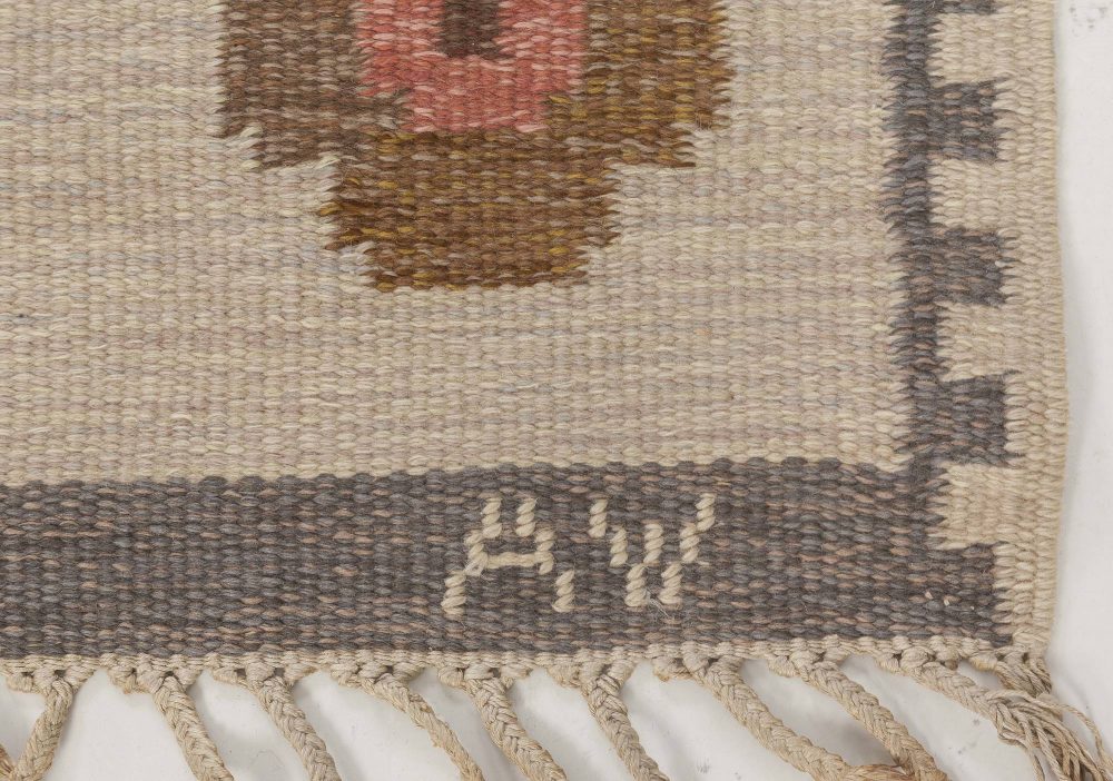 Mid-20th Century Swedish Flatweave Wool Rug by Alice Wallebäck (AW) BB6560