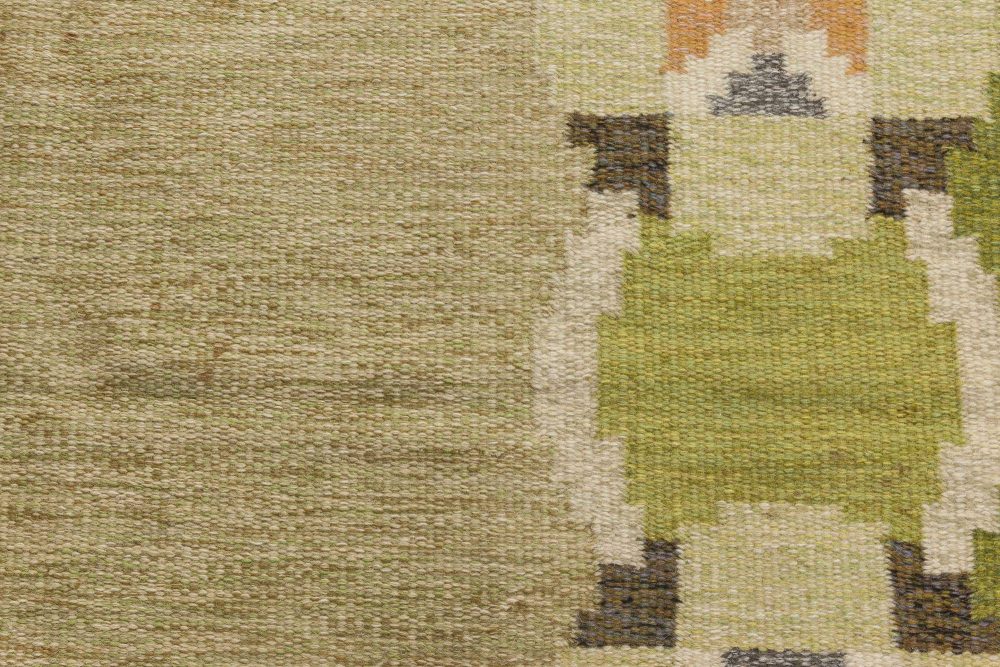 Vintage Swedish flat weave rug signed by Ingegerd Silow BB6567