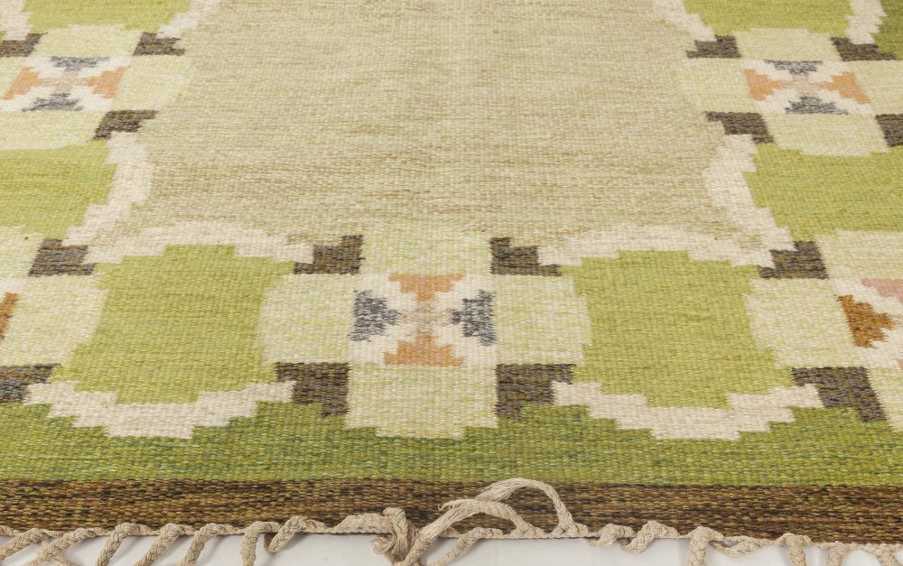 Vintage Swedish flat weave rug signed by Ingegerd Silow BB6567