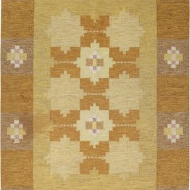 Vintage Scandinavian Geometric Flatweave Wool Rug By Ingegerd Silow BB6562