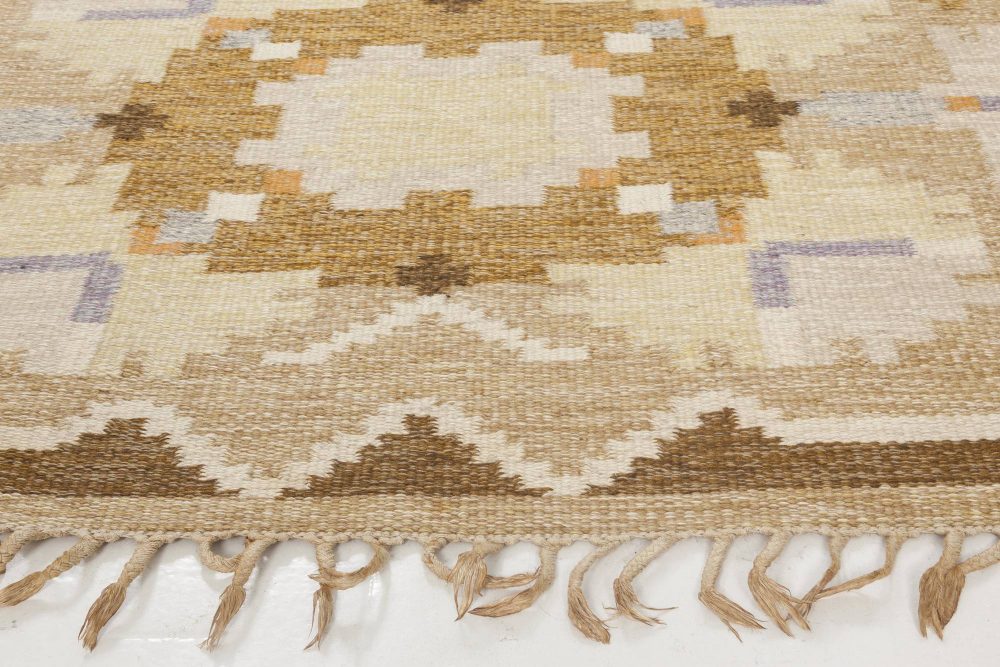Mid-Century Swedish Rug in Shades of Brown by Ingegerd Silow. Woven signature to edge “IS” BB6575