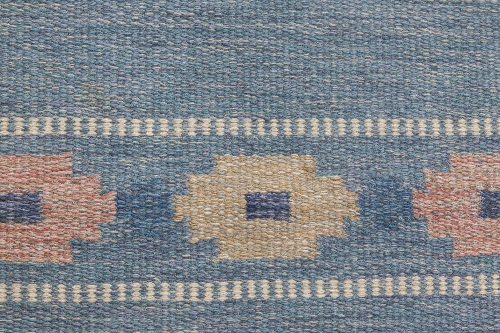 Vintage Swedish flat weave rug signed by Ingegerd Silow BB6547