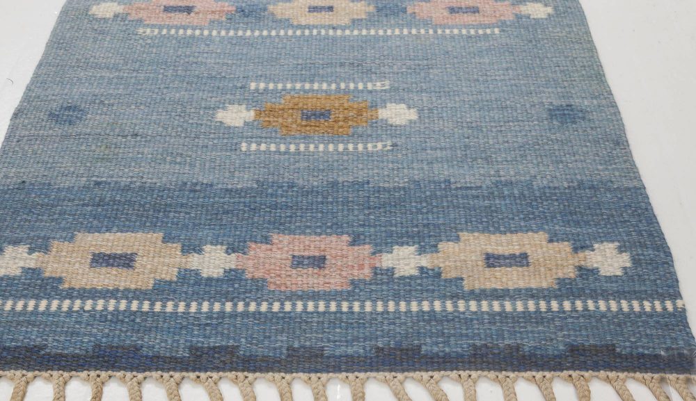 Vintage Swedish flat weave rug signed by Ingegerd Silow BB6547
