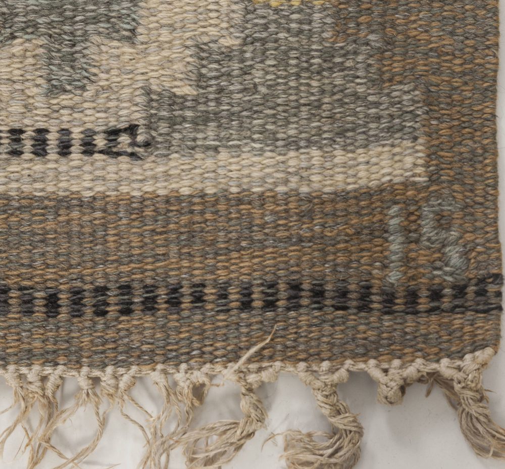 Mid-20th Century Swedish Neutral Colors Wool Rug by Ingegerd Silow Woven “IS” BB6555