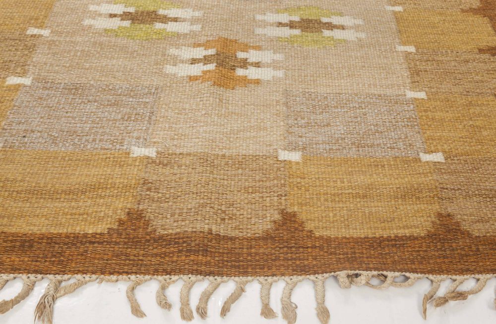 Mid-20th century Swedish Flat-Weave Wool Rug Signed by Ingegerd Silow BB6553