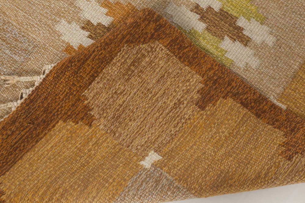 Mid-20th century Swedish Flat-Weave Wool Rug Signed by Ingegerd Silow BB6553