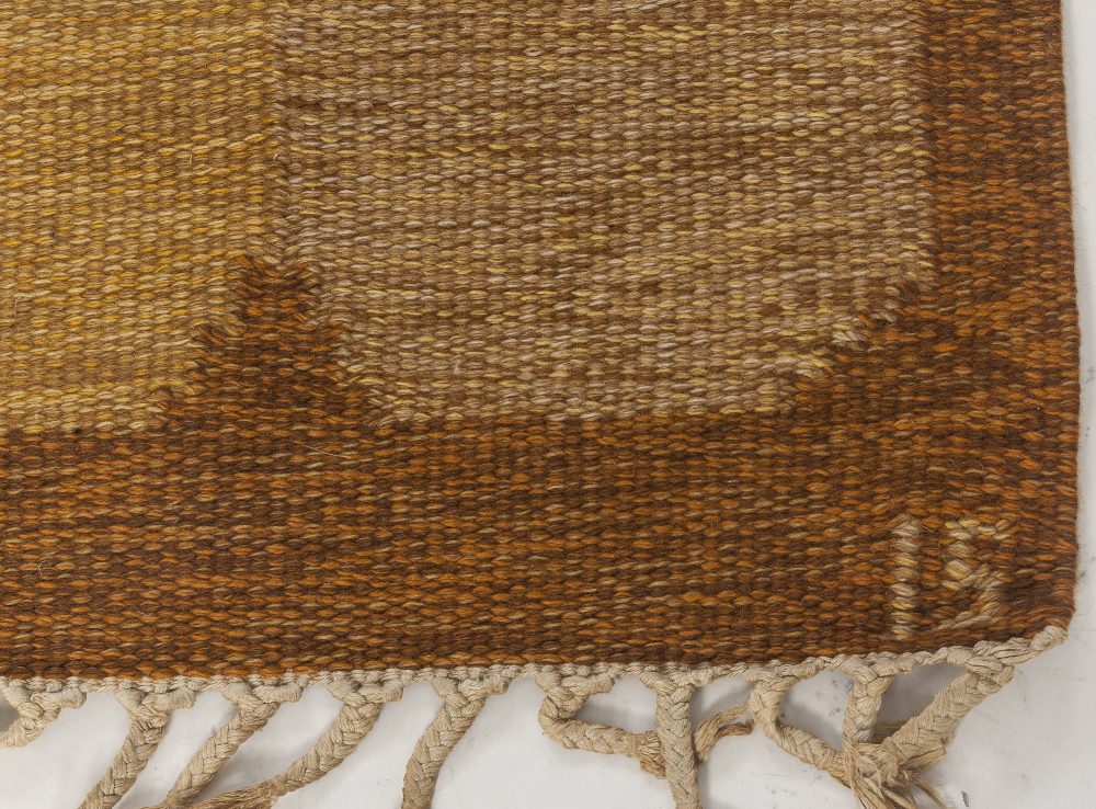 Mid-20th century Swedish Flat-Weave Wool Rug Signed by Ingegerd Silow BB6553