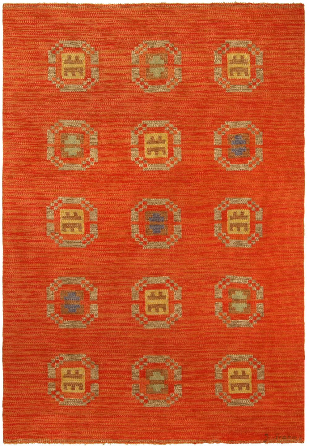 Mid-20th Century Red Swedish Flat-Weave Wool Rug BB5171