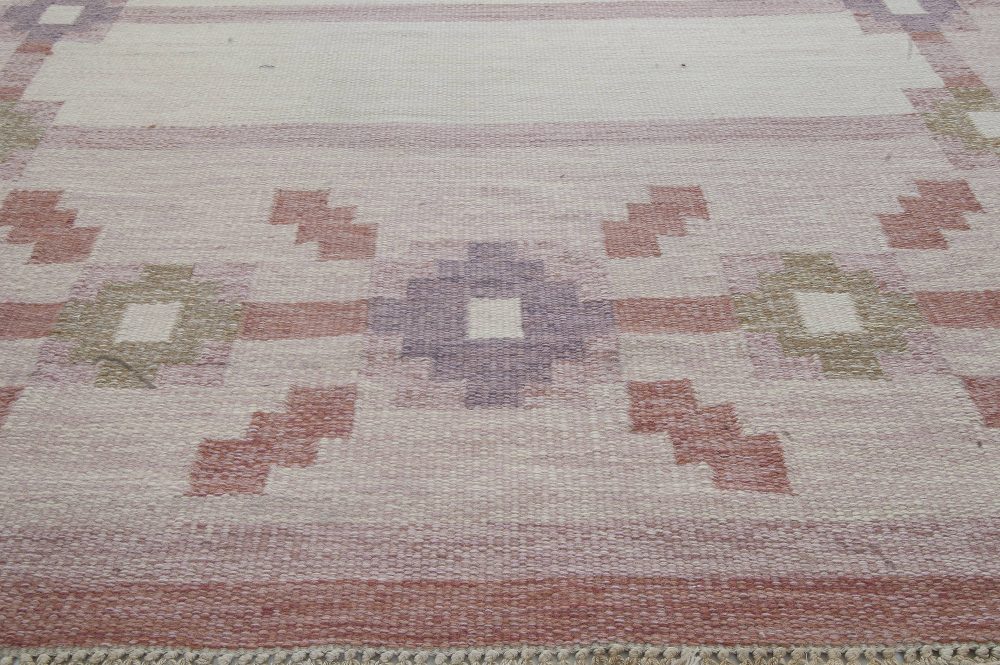 Mid-20th Century Swedish Pink, Purple Flat-Weave Carpet BB6337