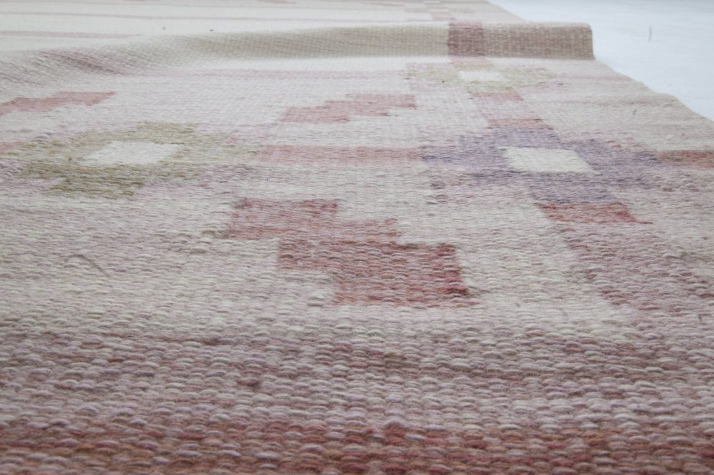 Mid-20th Century Swedish Pink, Purple Flat-Weave Carpet BB6337