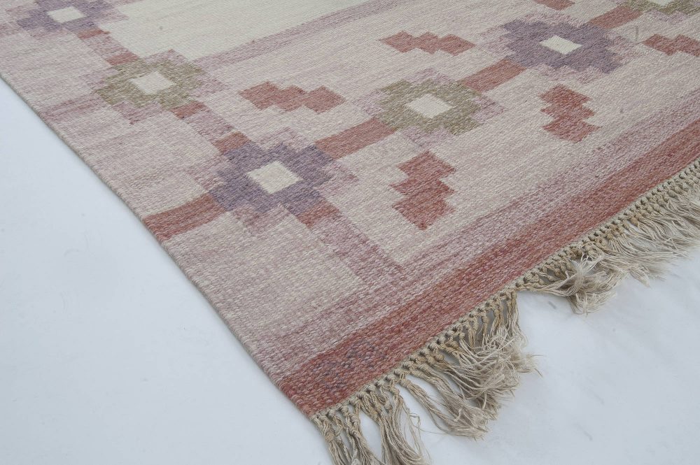 Mid-20th Century Swedish Pink, Purple Flat-Weave Carpet BB6337
