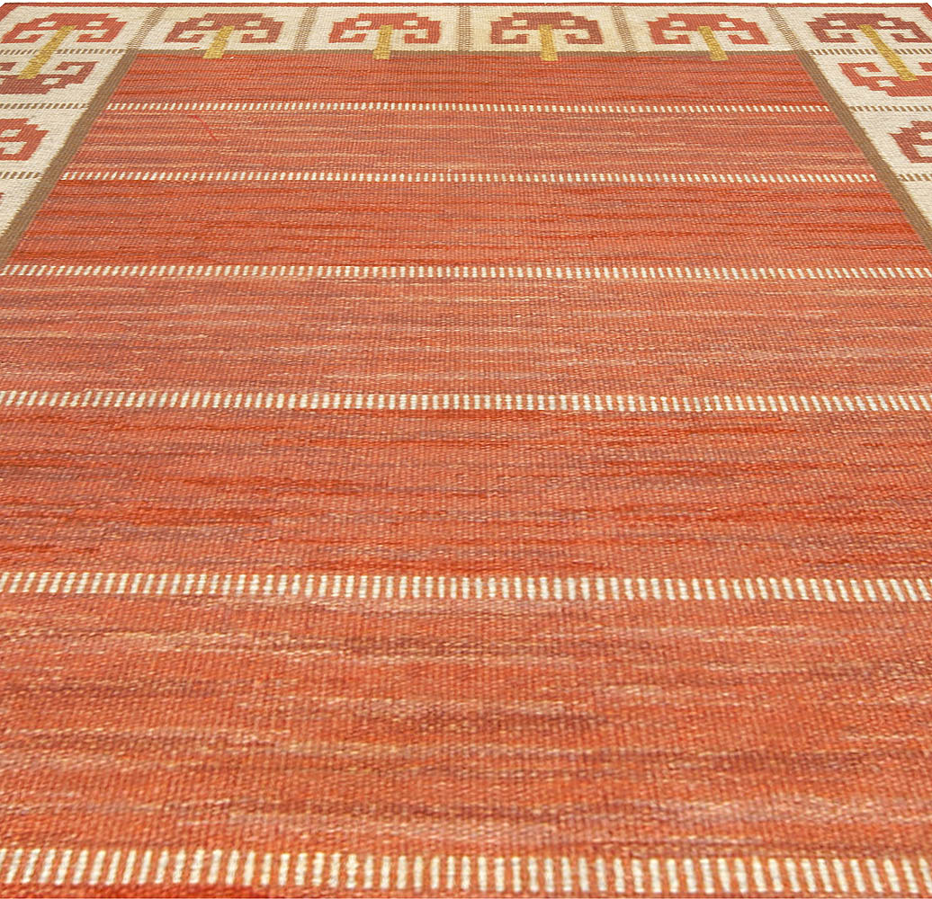 Mid-20th century Swedish Red Handmade Wool Rug BB4949