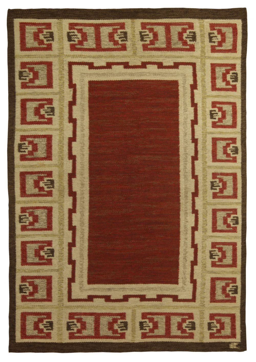 High-Quality Vintage Swedish Brown Handmade Wool Rug BB5320