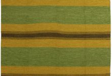 Mid-20th Century Swedish Striped Green Handmade Wool Runner BB5332