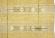 Mid-20th Century Swedish Yellow, Brown and Ivory Flat-Weave Wool Rug BB5062