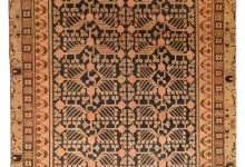 19th Century Samarkand (<mark class='searchwp-highlight'>Khotan</mark>) Indigo Blue and Beige Hand Knotted Wool Rug BB4349