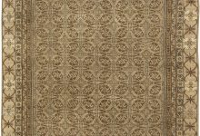 Midcentury Samarkand Handwoven Wool Rug in <mark class='searchwp-highlight'>Chocolate</mark> Brown and Beige BB6429