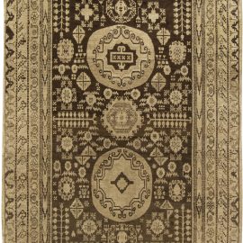 Vintage Khotan Floral Hand-Knotted Wool Rug In Light Beige BB6424