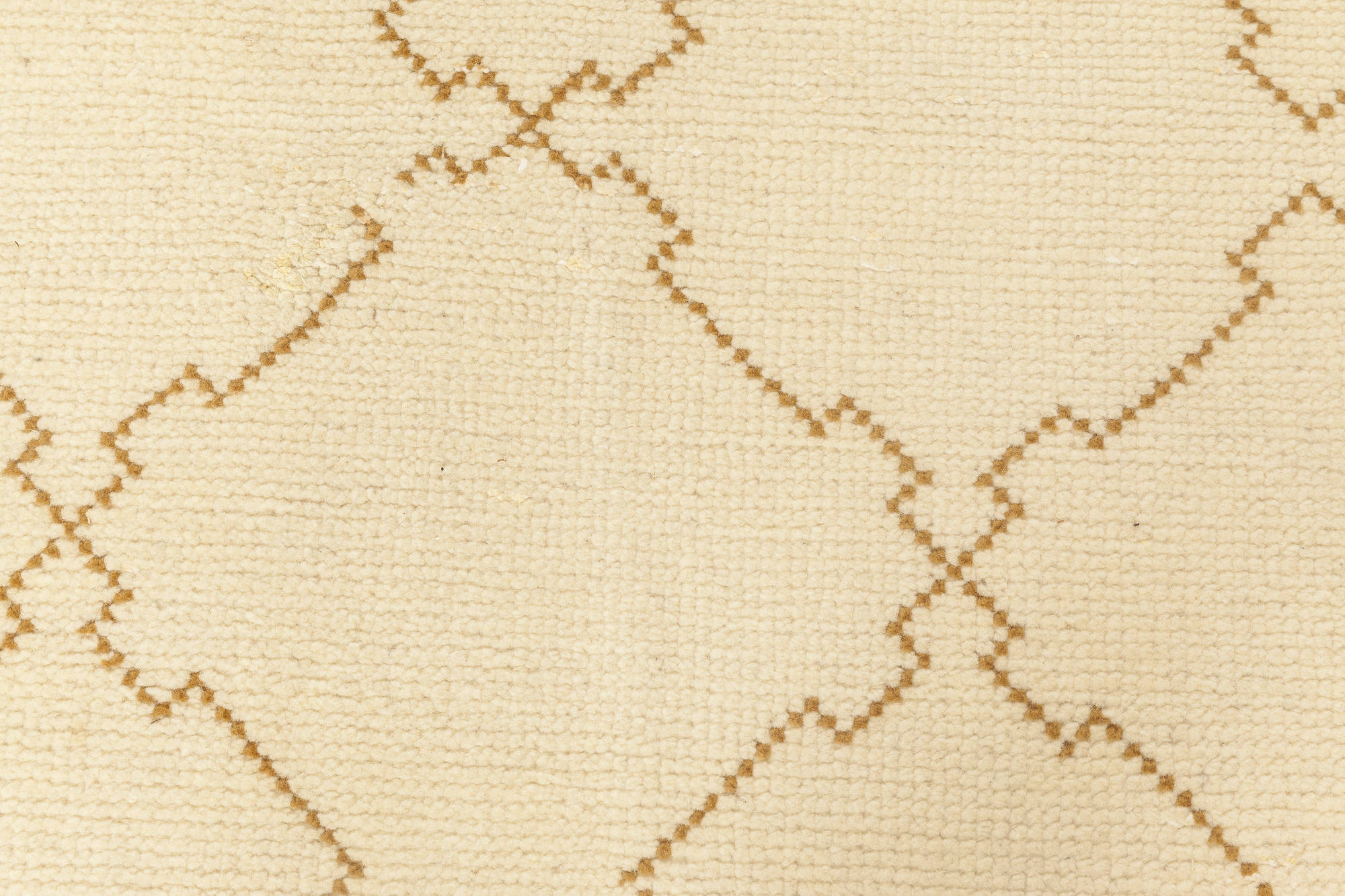 Vintage Moroccan Geometric Soft Beige Hand-Knotted Wool Rug BB3522