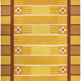 Mid-Century Scandinavian Geometric Warm Tan Flatweave Wool Rug BB4940