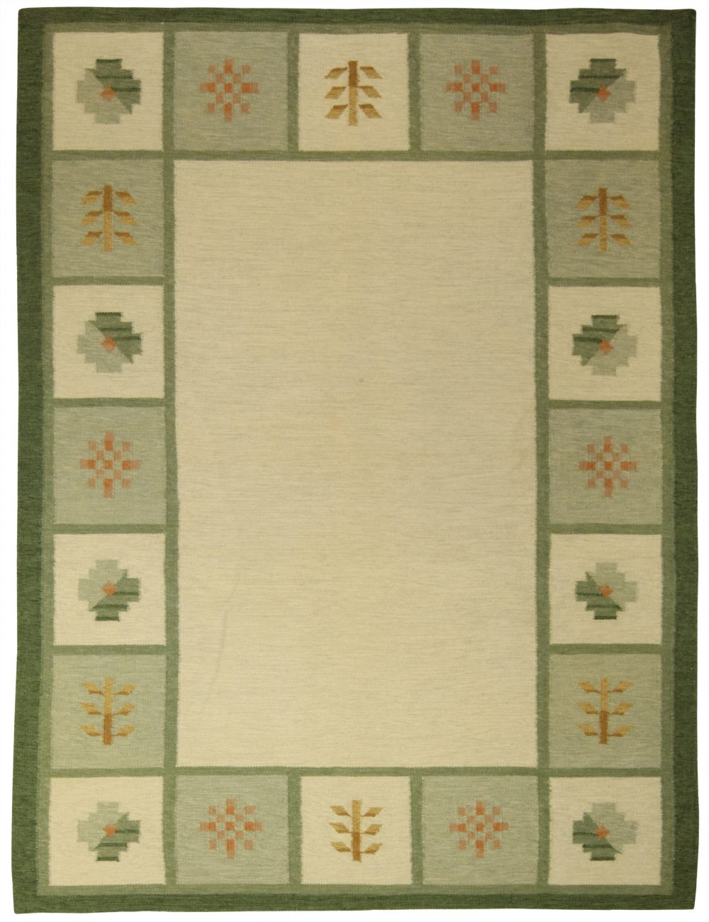 Mid-20th Century Swedish Green Handmade Wool Rug BB5339
