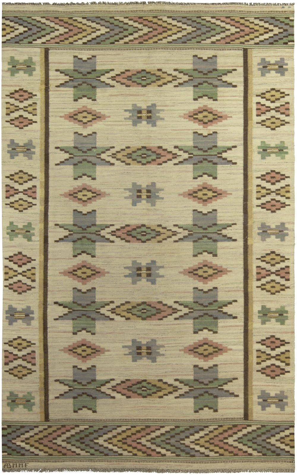 Swedish in Pastel Shades Geometric Rug by Marta Maas-Fjetterström BB5252